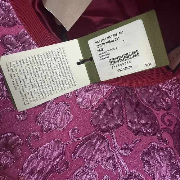 Gucci Women’s GG Monogram Metallic Sun Hat Size Large 58 CM $695 - Picture 7 of 12